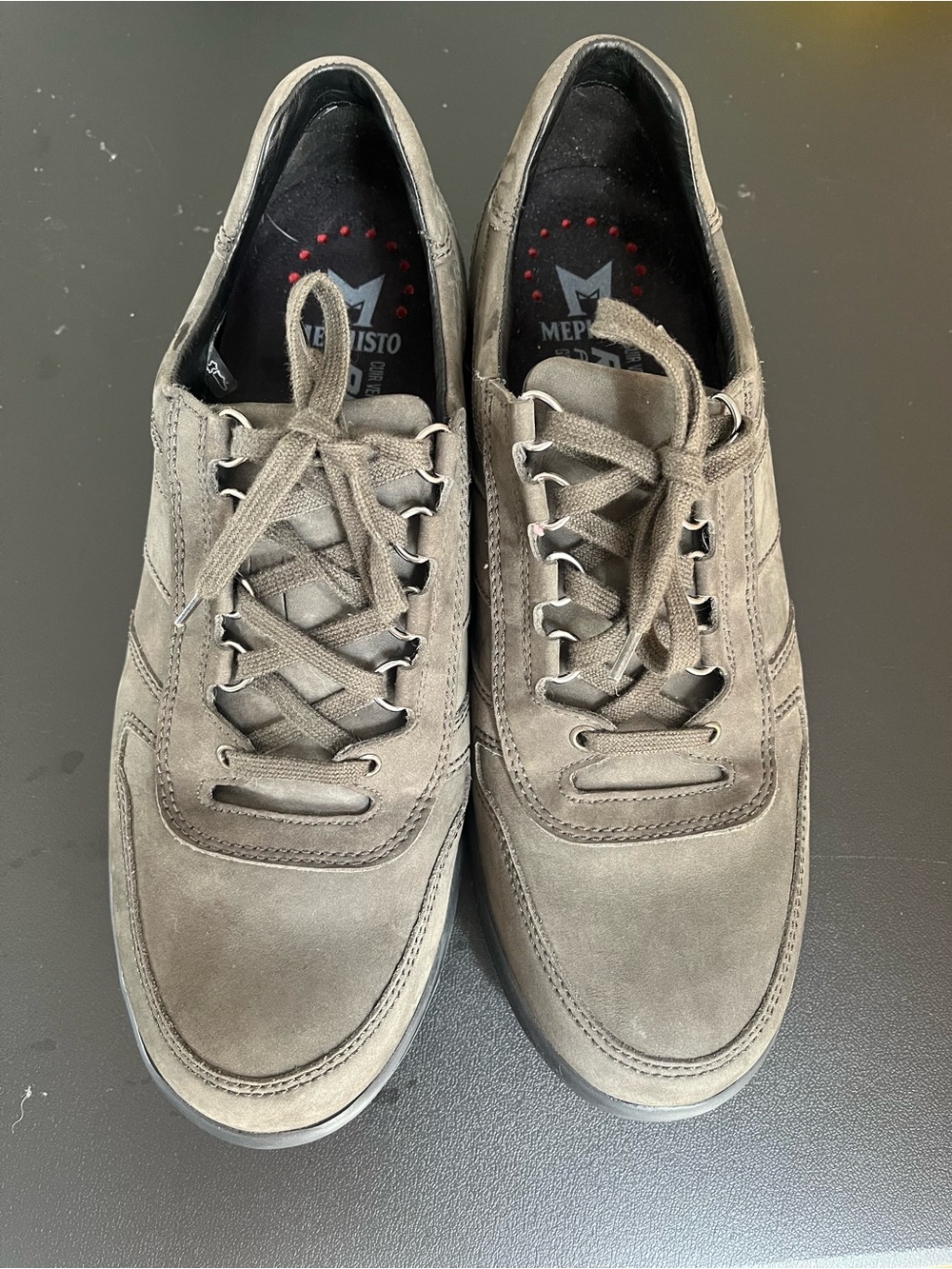 Mephisto Men's Taupe Suede Slip-On Lace-Up Sneakers